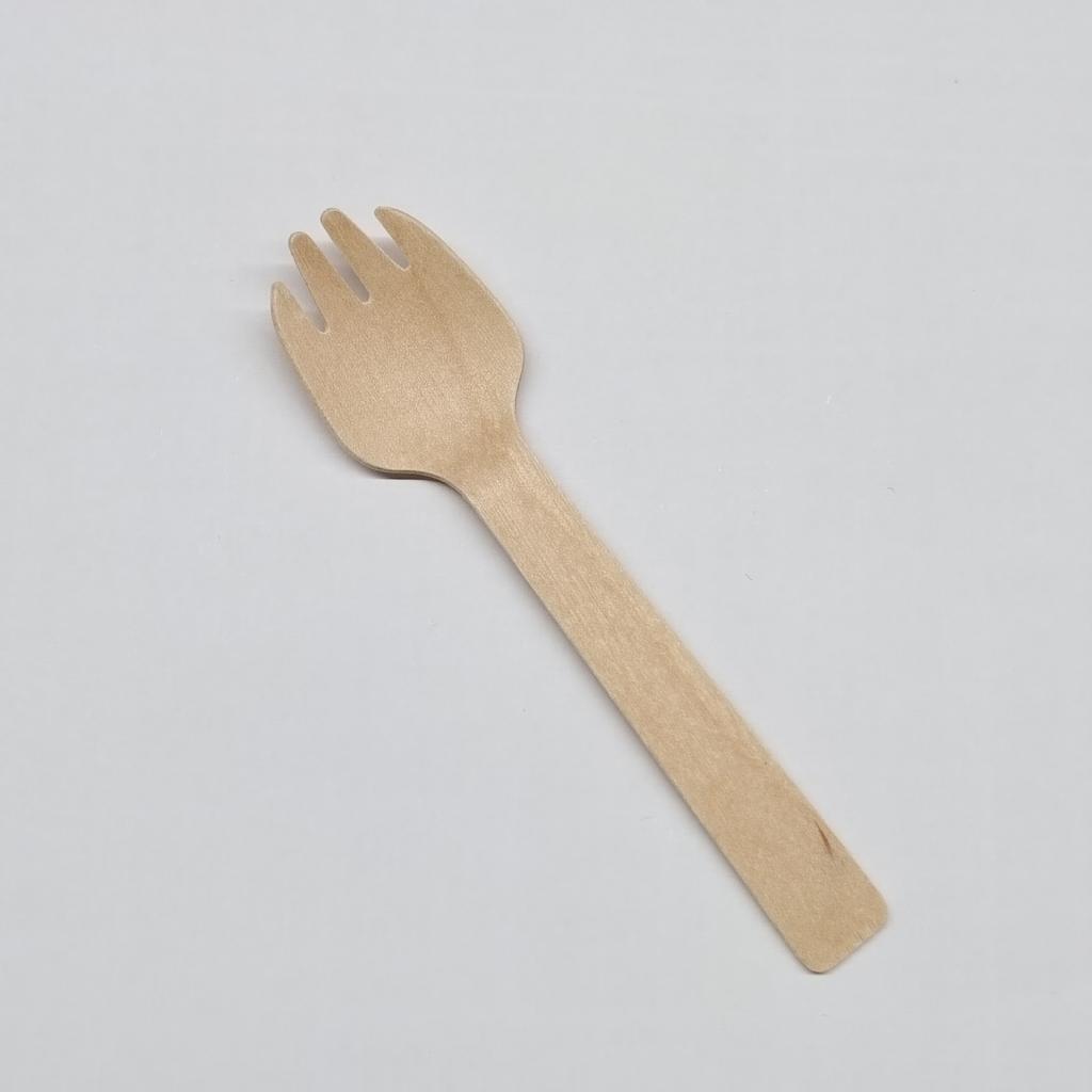 Practical Disposable Spoon Dessert Icecream Tasting Spoon Birch Wood Spoon Biodegradable Yogurt Fork Spoon Independent Packaging