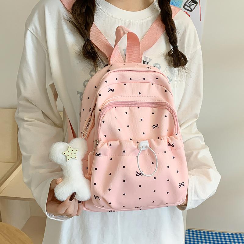 Schoolbag1011 spring new fashion schoolbag junior high school girl girl heart polka dot bow schoolgirl backpack