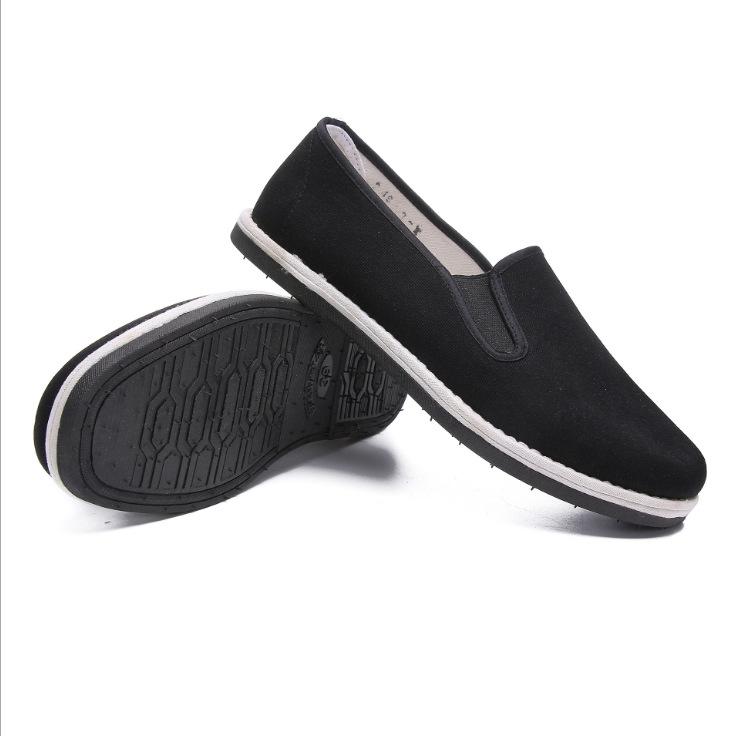 Low-top flat-soled old Beijing cloth shoes, simple solid-color cloth shoes, casual one-pedal lazy round canvas shoes