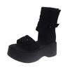 Inner heightening sandals summer new thick-soled high-heeled sandals women's versatile retro trousers cool boots