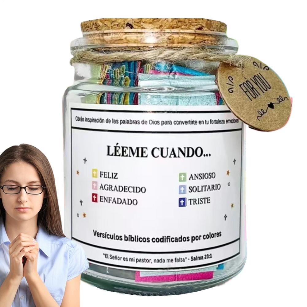 Spanish Bible Verse Jar with colorful verses Emotional Support Scripture Prayer Christian gift For express emotions and feelings