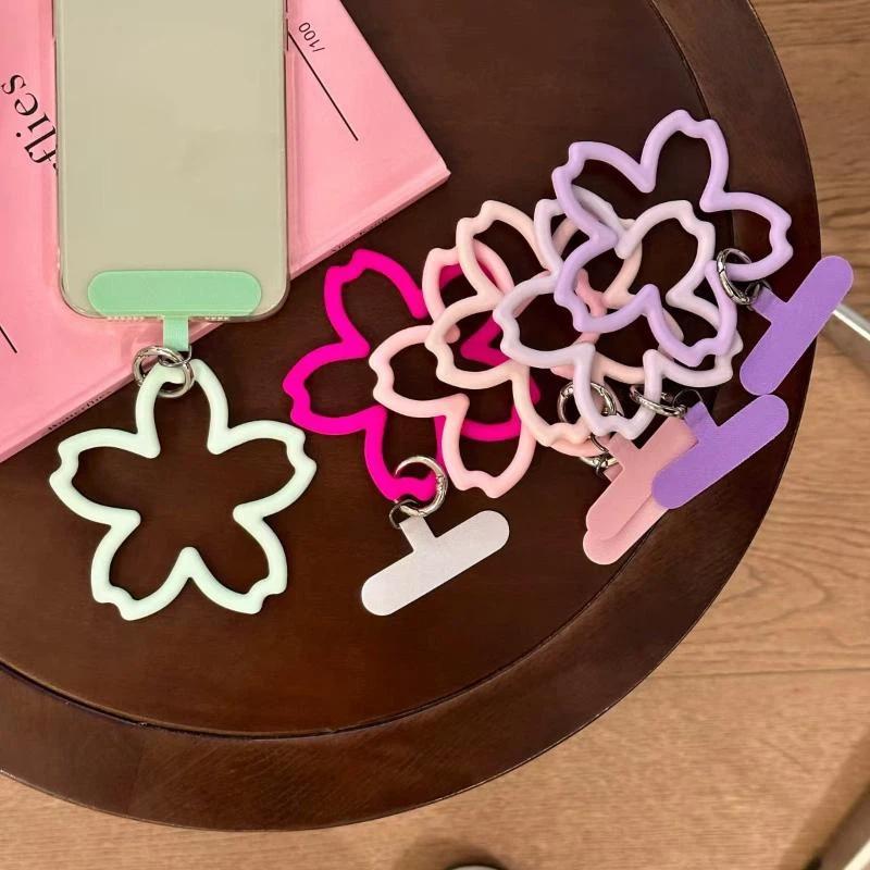 13 Colors Cherry Blossom Flower Mobile Phone Lanyard Strap Soft Silicone Small Pendant Decoration Gift For