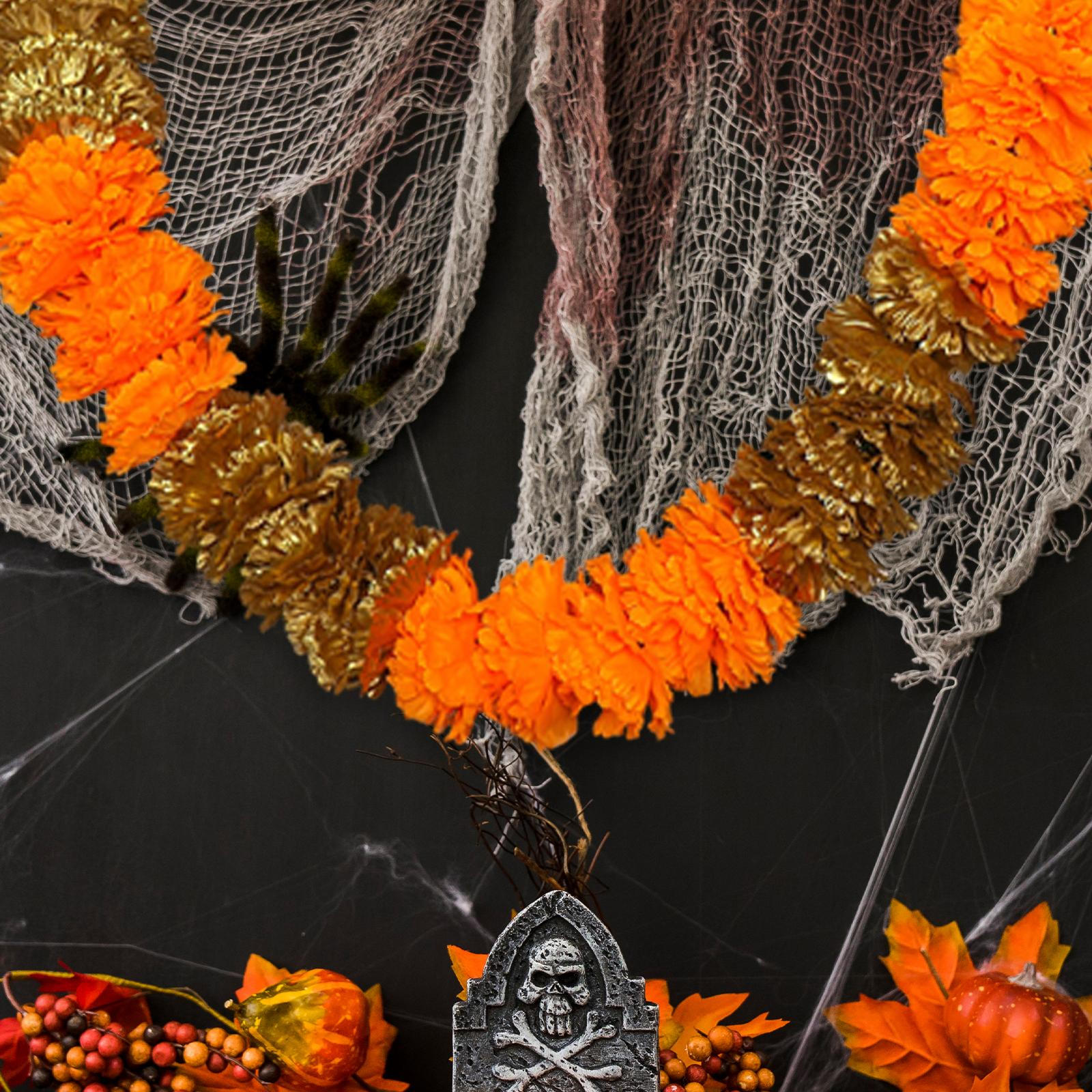 

Гирлянда из искусственных цветов бархатцев, украшение на Хэллоуин, подвесное украшение для окна