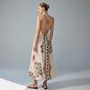Damen Sommerkleid, lässig, V-Ausschnitt, ärmellos, Sommerkleider, Bohemian-Stil, Spaghettiträger, florales Midikleid, A-Linie, fließendes Strandkleid für Frauen