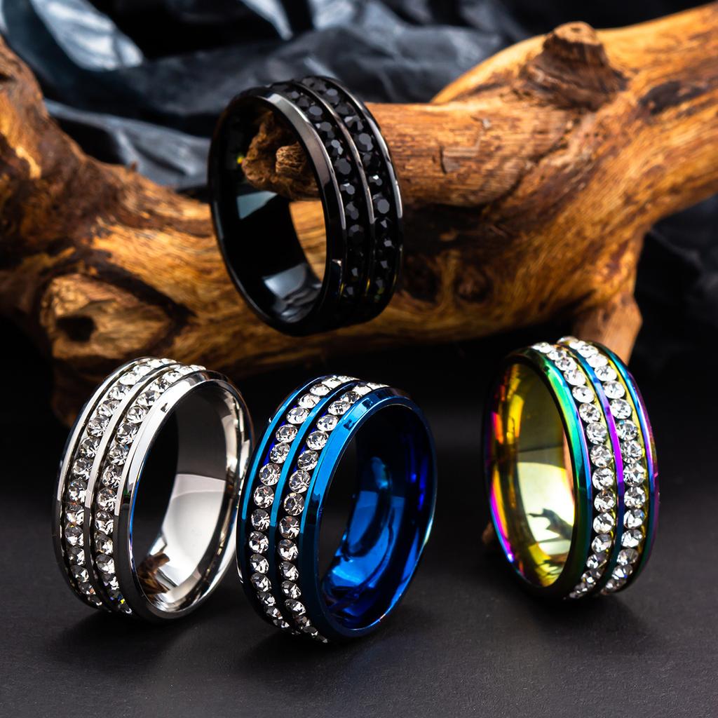 Titanium Steel Couple Ring Zircon Decor Simple Fashion Party Finger Accessories Birthday Gift For Young Girls