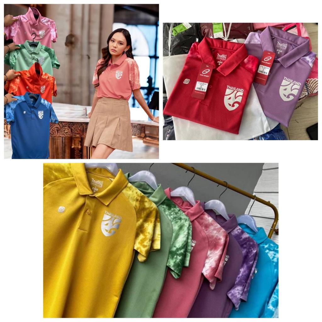 THAILAND National Football Soccer Tie Dye Pattern JERSEY CHEER Fan Vintage Version Quick Dry Shirt Polo Short Sleeve Uniform Elephant Logo Sport