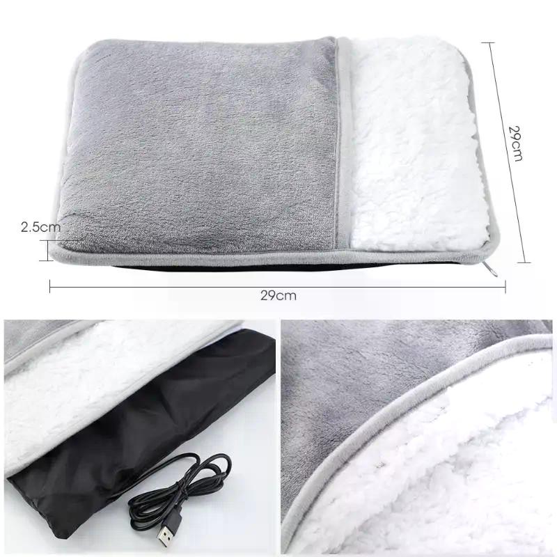 Winter Electric Foot Heating Pad USB Charging Soft Plush Washable Foot Warmer Heater Improve Sleeping Household Foot Warming Mat