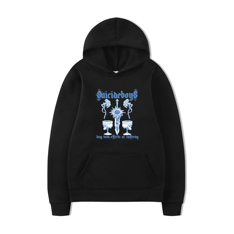 Autumn Winter Sword Letter Print Men Hoodie Vintage Unisex Pullover Men Vintage Graphic Hoody Tops Oversize Clothing