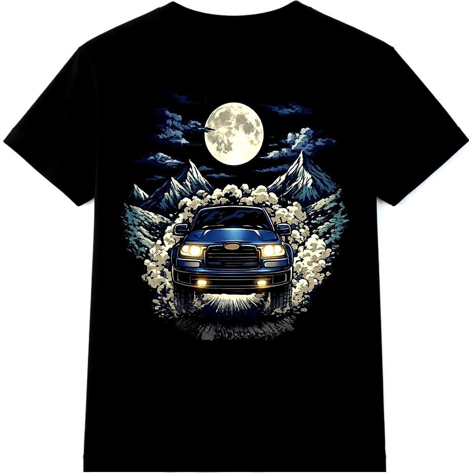 Truck T Shirt 4x4 Off Road Pickup Mountain Moon Graphic Tee S разноцветный