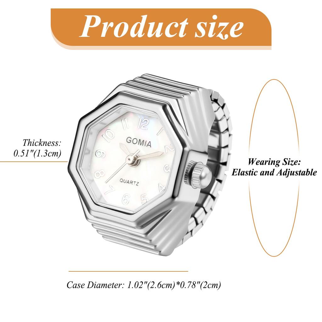 Ladies Ring Watch Fashionable Octagonal Stainless Steel Ring Clock Analog Simple Quartz Fashion Accessory - Birthday Christmas Valentine's Day Gift
