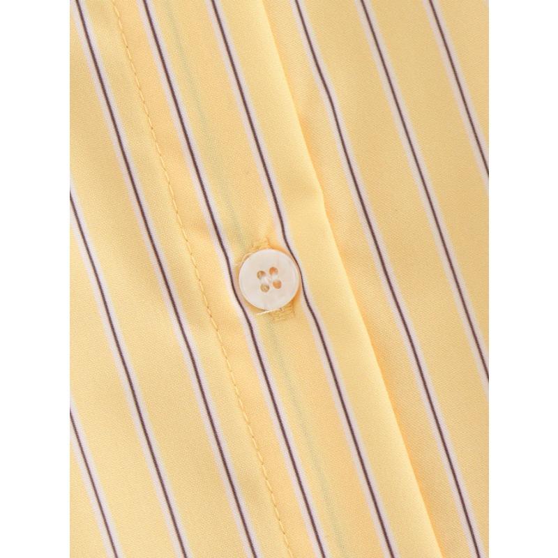 DAFIFY Women's Fashion Casual Spring Autumn Stripe Print Long Sleeve POLO Neck Blouses & Shirts