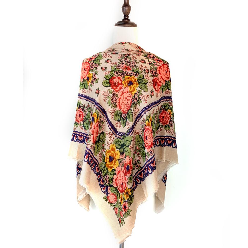 

Retro Printed Shawl Fashionable Outerwear Travel Square Scarf Messy Linen Scarf Soft And Breathable