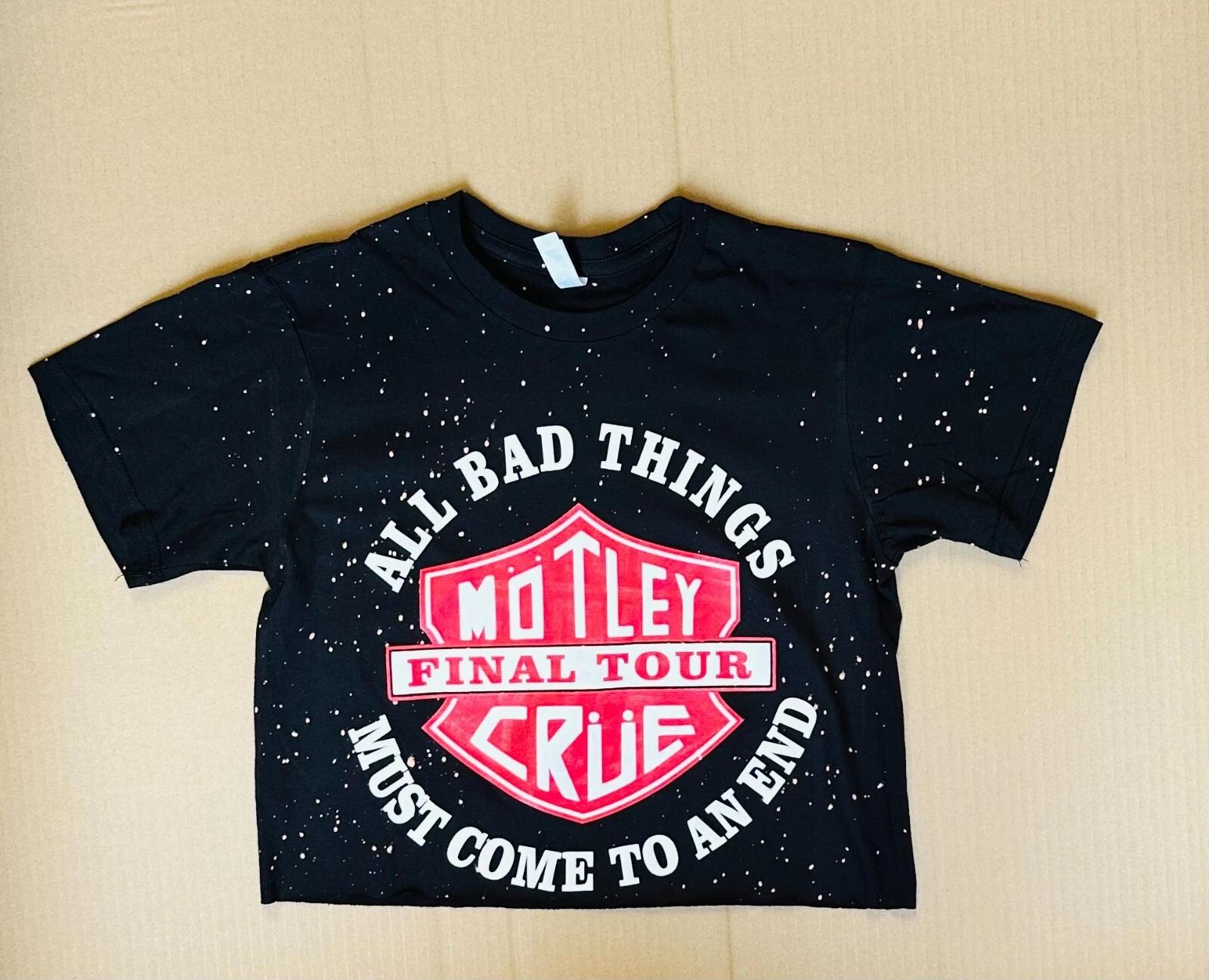 motley crue final tour crop top tshirt bleached L
