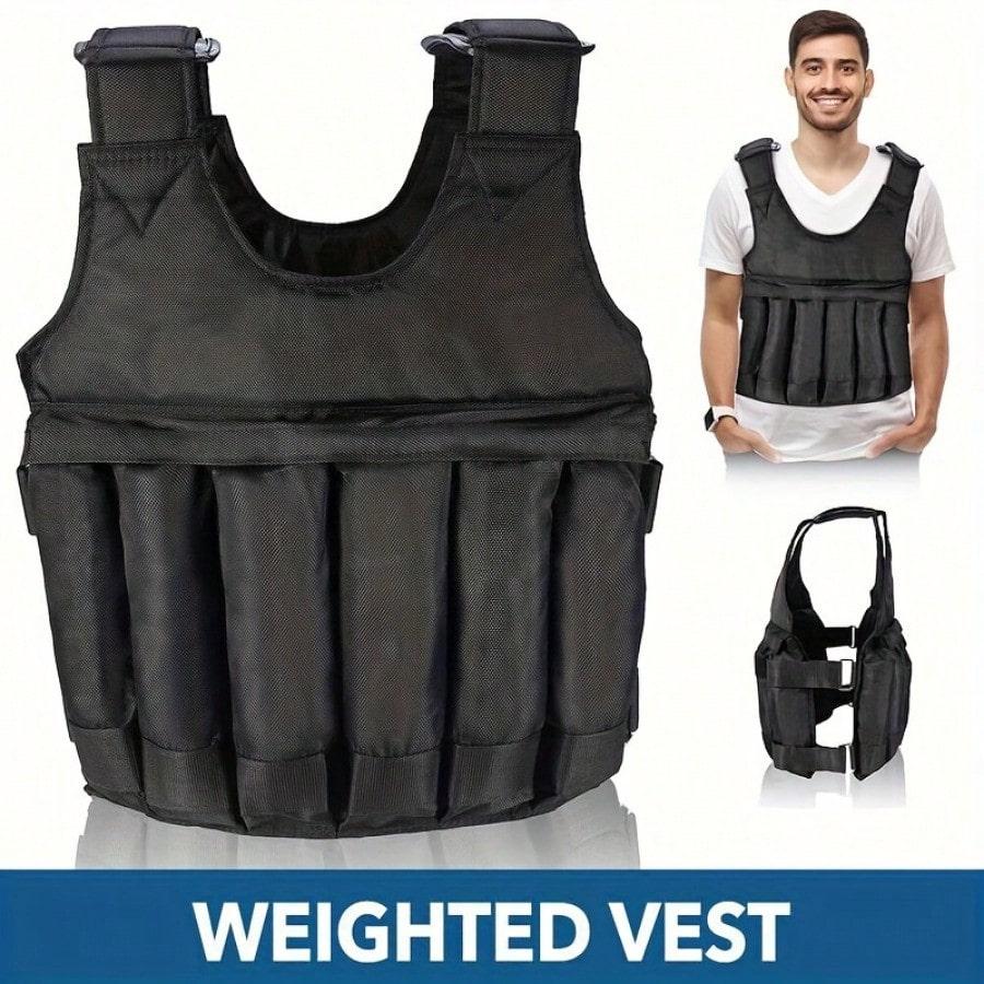 Fitness Adjustable Weight Vest Black Oxford Fabric with 12 Pockets for Men and Women, Perfect for Running, Strength Training and Exercise