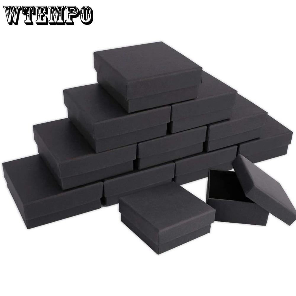 8pcs Black Jewelry Drawer Boxes Paper Gift Box with Foam Insert Display Box Party Favor Box Square Treat Boxes Gift Packaging Box Gift Wrap Box