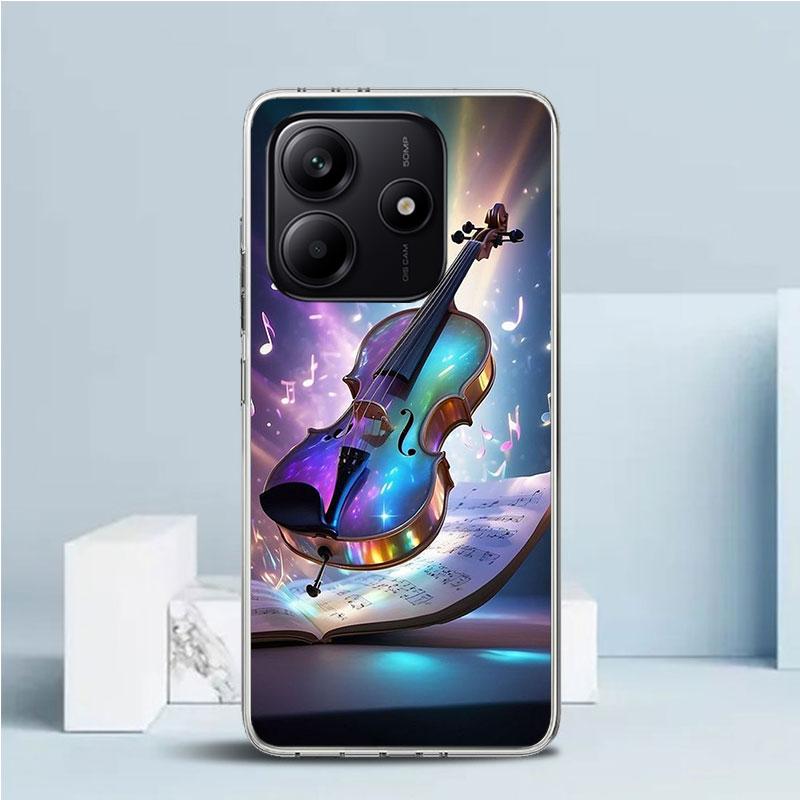 

Мягкий чехол с рисунком Музыкальная скрипка для телефона Xiaomi Redmi Note 15 14 13 12 Pro Plus Чехол 14S 11S 11T 11E 10S 10 4G Корпус с рисунком Redmi Note Redmi Note 14S