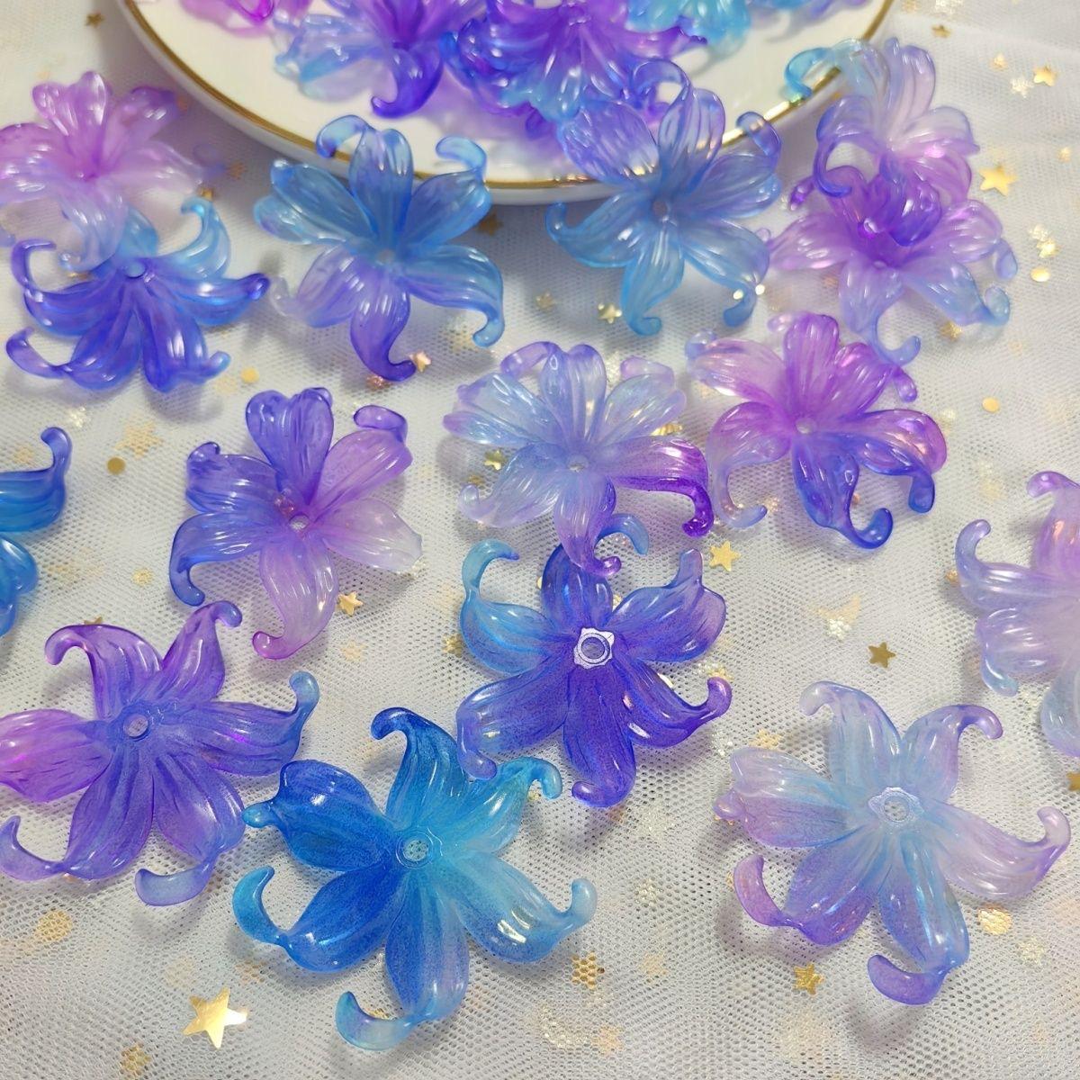 Two-Color Gradient Iris Petals Douyin-Inspired Narcissus Beading Flower Accessories 1 Jin (approx. 210 pieces)