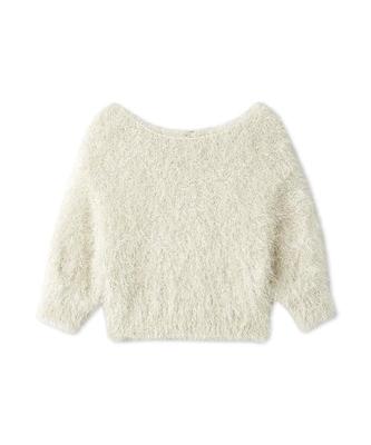 Lily Brown Fringe Feather Knit Top LWNT251059IVRF