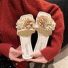 Flower Slippers Women's Summer New Outer Wear Flat-bottomed Beach Vacation Seaside with Skirt Sandals