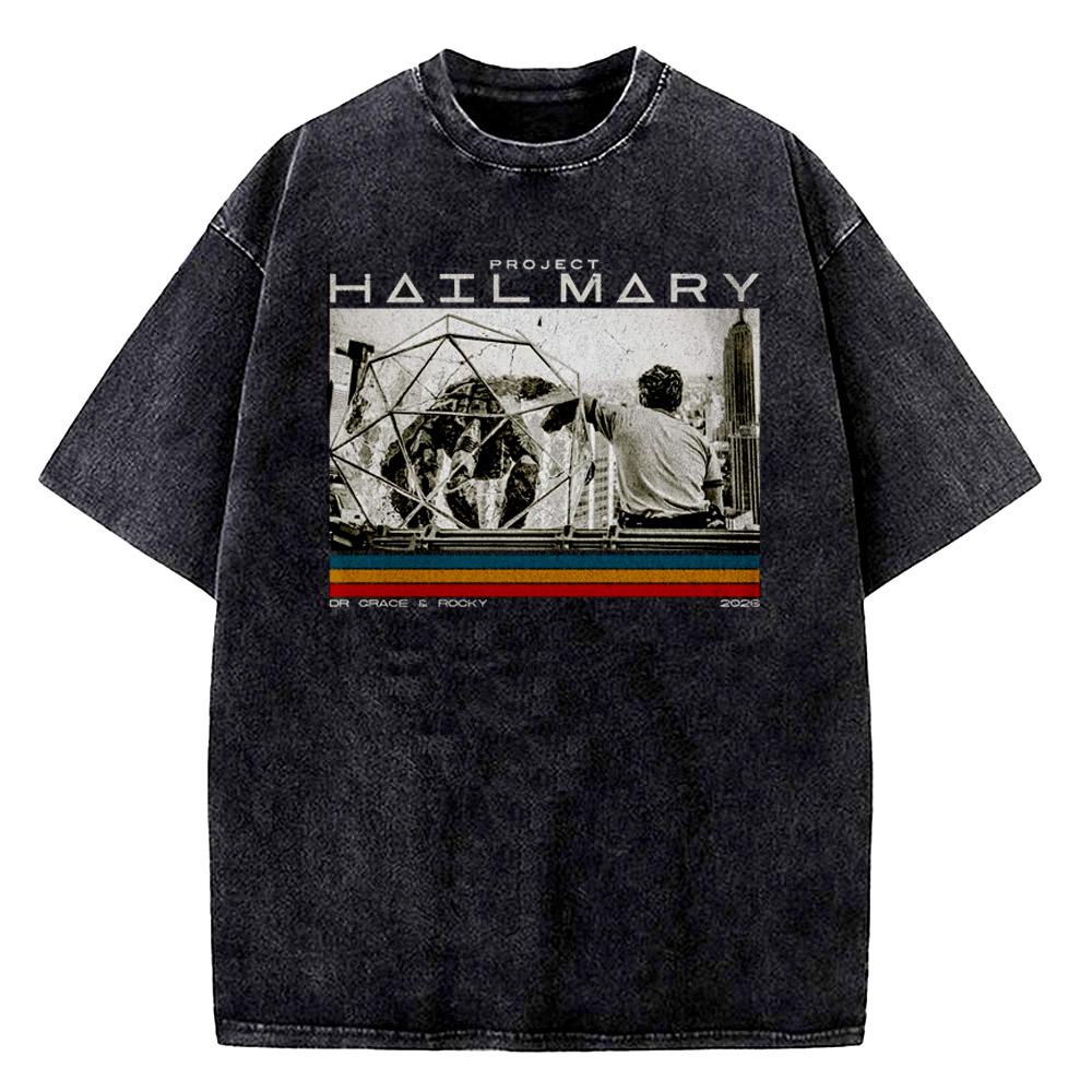 Vintage Washed Project Hail Mary Alien Poster T Shirt Summer Streetwear TShirts Cotton Harajuku Tee Shirt Short Sleeve