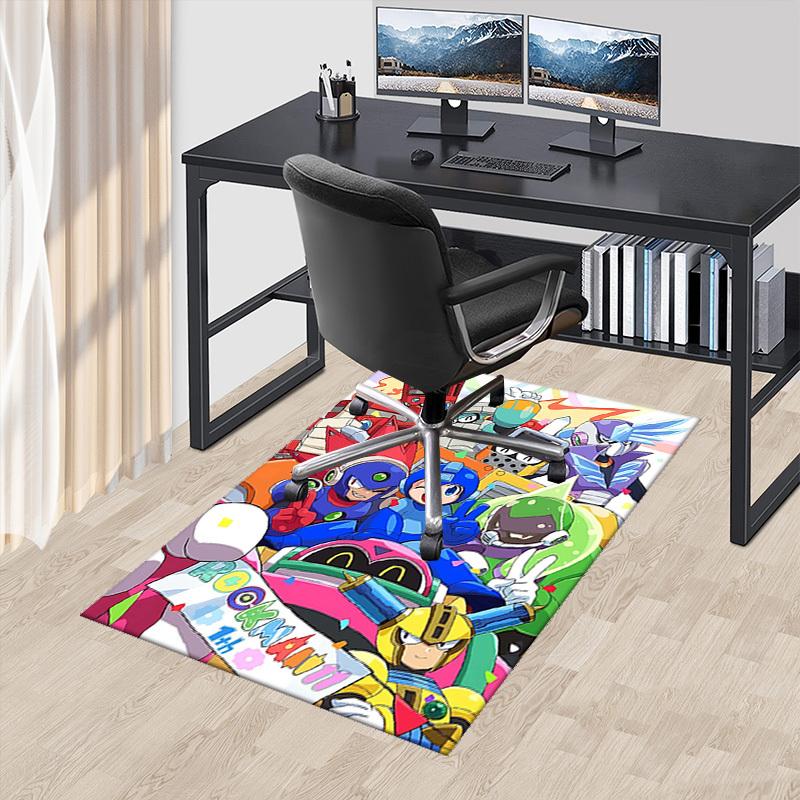 

1pc Mega Man Rockman 11th Anniversary Anime Cartoon Design Office Chair Mat Non-Slip Carpet for Home Decor, Gaming Room, Seasonal Gift.U006 60cm by 90cm