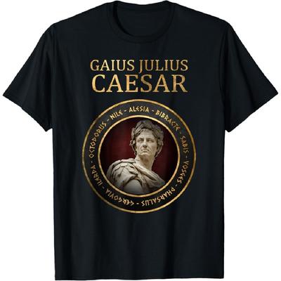 Agema-Bekleidung Gaius Julius Caesar Roman History T-Shirt Black Unisex-Adults Small Classic Fit Short Sleeve Crew Neck Lightweight