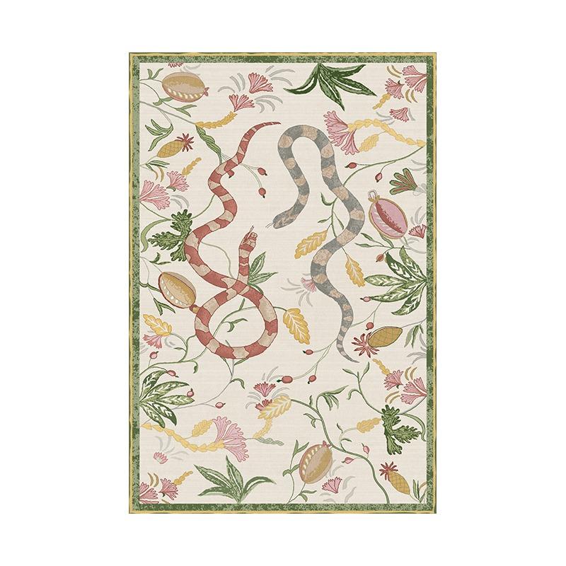 Slang Bloemenpatroon Vloerkleed voor Woonkamer Slaapkamer – Zacht Antislip Vloermat, Wasbaar in de Machine Bank Nachtkastje Tapijt 80x120cm(31x46in)