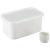 Nodahoro Enamel Pickle Storage Container, Square/Rectangle, 3.2L, with Water Drainer, White Series, "Nukazuke Bijin" (Pickled Rice Beauty), Made In Ja