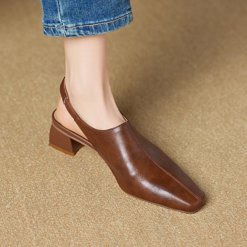 Mode 2025 Neue Damen Echtleder Geschlossene Zehen Gladiator Slingback Sandalen Damen Modedesigner Sommer Schuhe Party Abschlussball Pumps