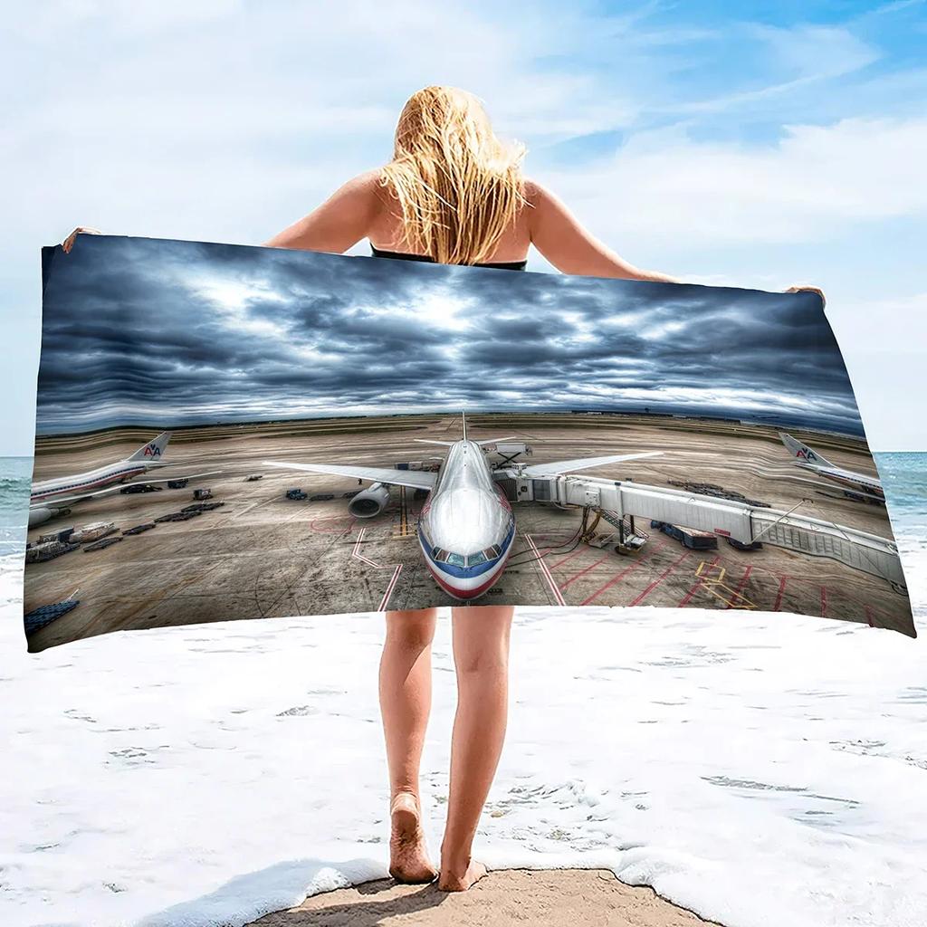 Aereo Stampato Leggero Sottile Asciugamano da Spiaggia Sovradimensionato Extra Large Asciugamani Senza Sabbia Asciugatura Rapida Viaggio Campeggio Accessori da Spiaggia