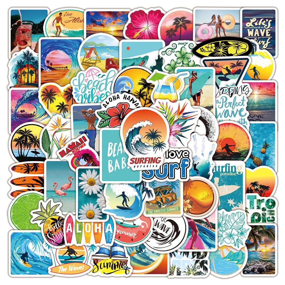 Stickers Waterproof Stickers Car Camping Stickers Hawaiian 100 Surf Stickers Set