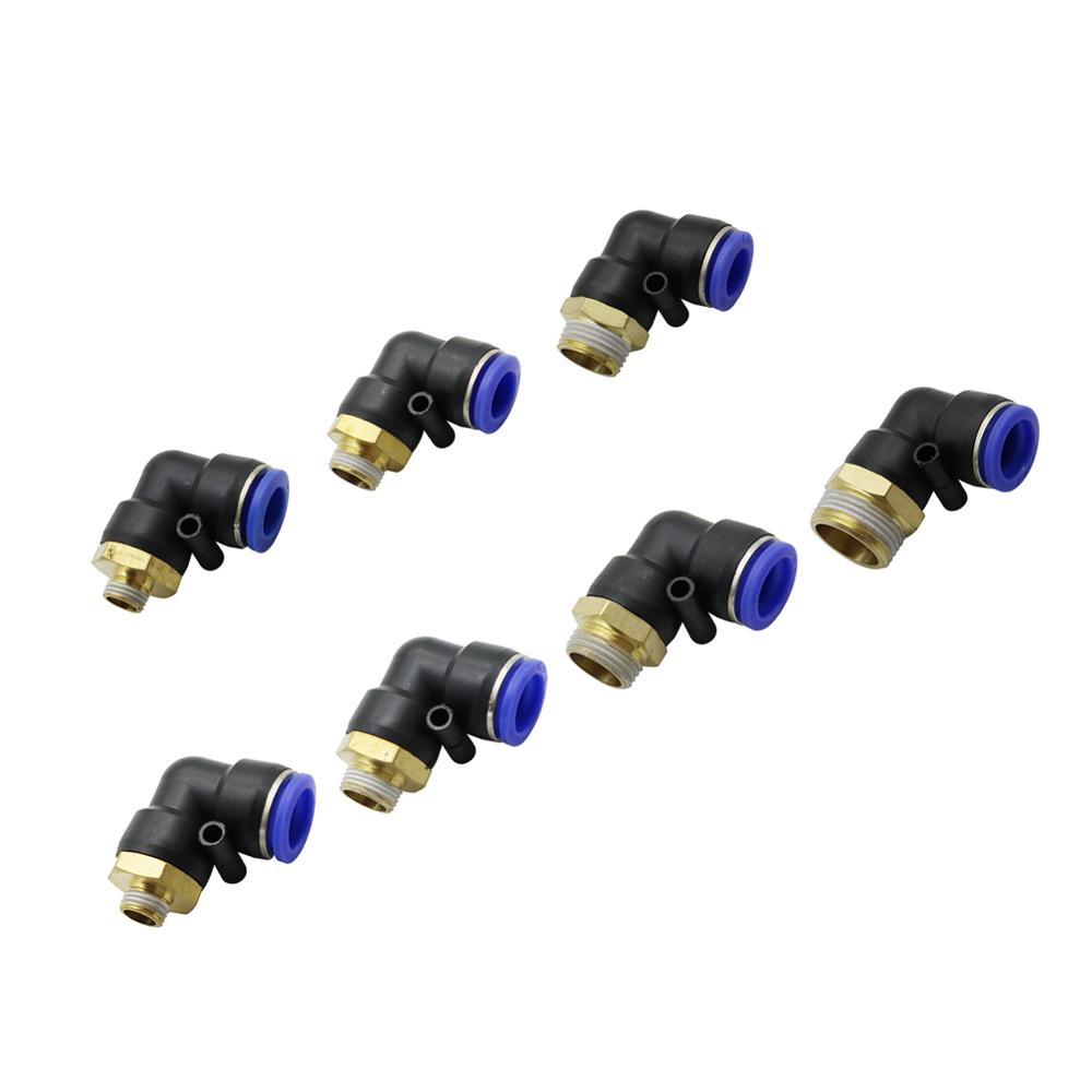 PL Pneumatic Pipe Connector 14mm 16mm OD Hose Pipe 1/4" 3/8" 1/2" 3/4" Male Thread Adapters Pneumatic Pipe Elbow Fitting 3Pcs