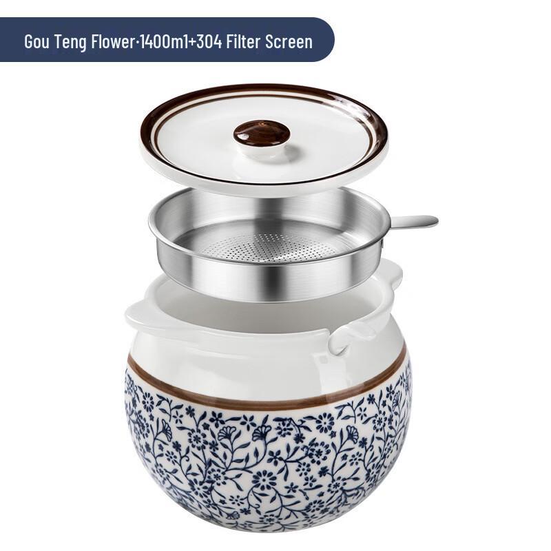 Zhi Shi Ceramic Lard Oil Pot with Strainer