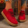 Fashion Women's Sports Shoes Tennis Running Canvas Casual Basket Skateboard Spring Autumn Round Toe Red Ladies Flats Barefoot Sneakers
