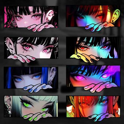 Naklejka na światło tylne z oczami anime: Unikalna dekoracja roweru szosowego i samochodu