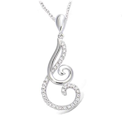 [N1563] - Pingente em prata 'Sissi' branco prateado (banhado a ródio) - 32x12 mm