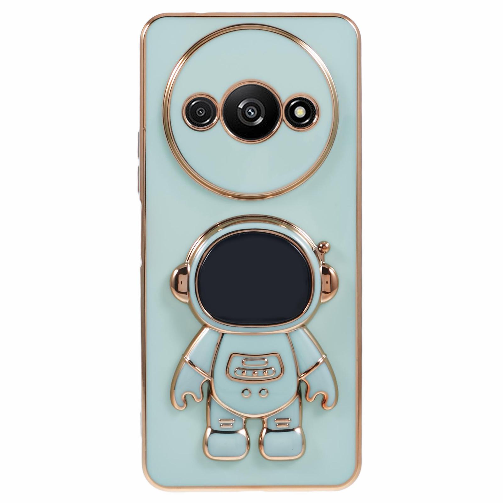 

For Xiaomi Redmi A3 4G/Poco C61 4G Electroplating Case Astronaut Kickstand Design TPU Phone Cover Green