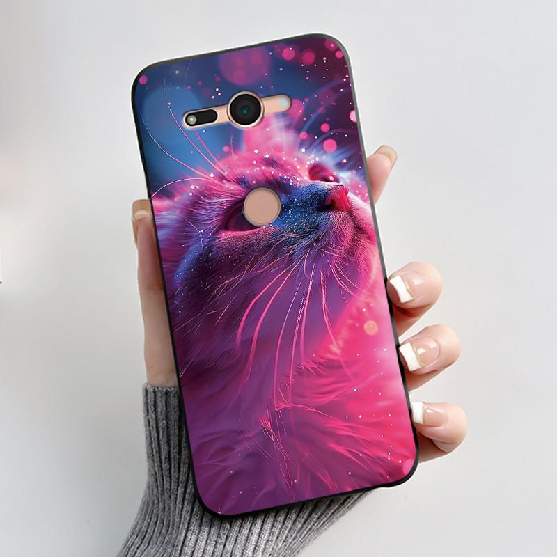 Per Sony Xperia XZ2 Compact H8324 H8314 Custodia Estetica Moda Gatto Carino Cartone Animato Antiurto Nero Silicone Morbido Sottile Cover Posteriore