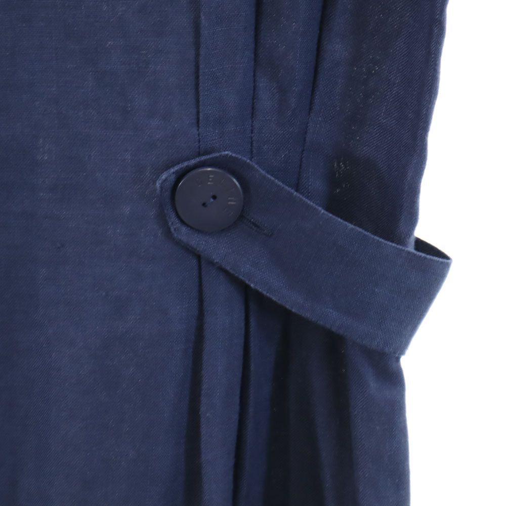 Celine Hergestellt in Frankreich Ärmelloses Leinen-Minikleid 38 Marineblau Damen Gebraucht