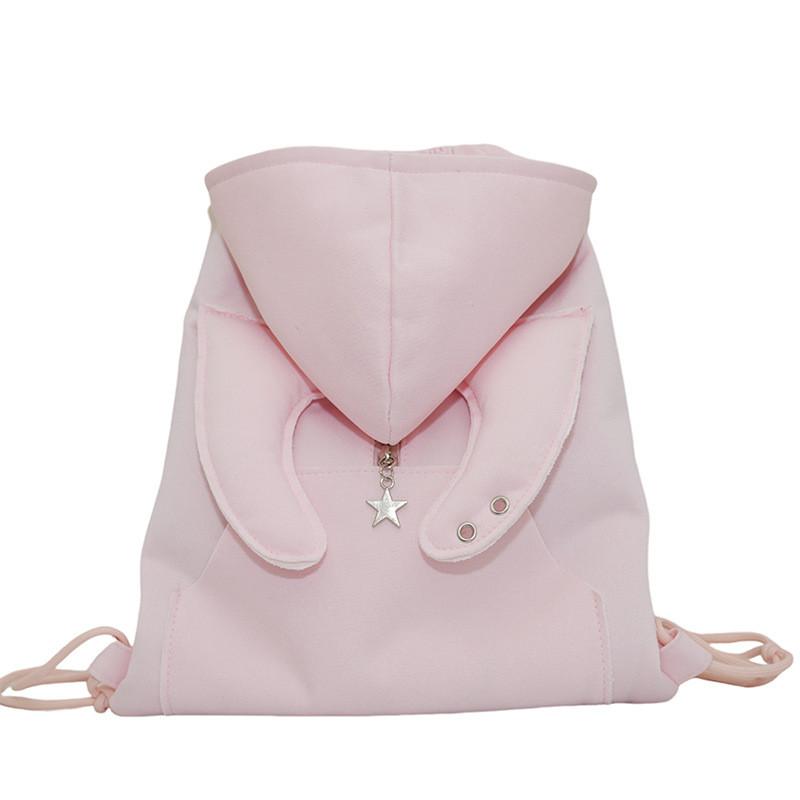 Girls Canvas Backpack With Drawstring Hood And Angel Wing Pattern For Daily Use And Travel