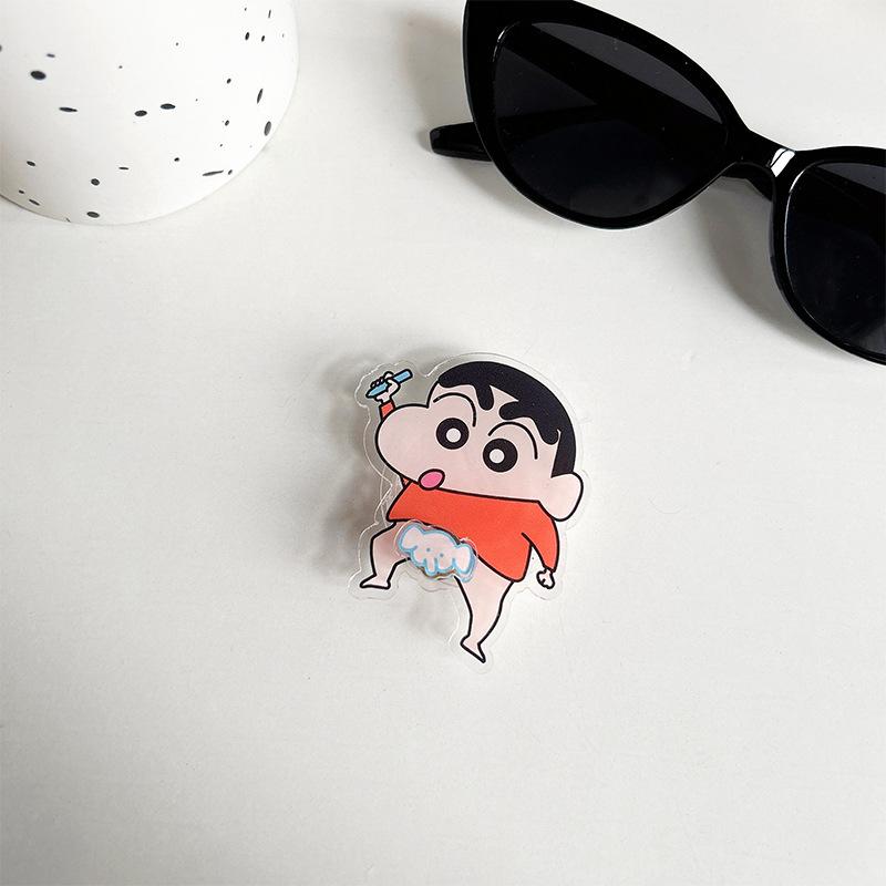 Crayon Shin Chan Anime Figures Cartoon Mobile Phone Cushion Bracket Interest Back Stick Telescopic Bracket Desktop Ornament Gift