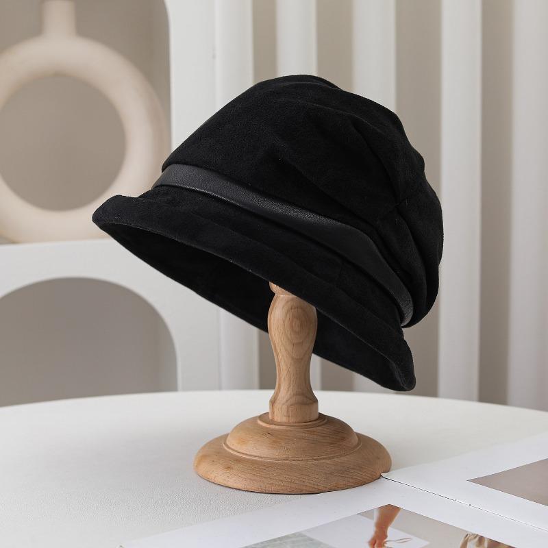 Women S Vintage Wide Brim Bucket Hat Warm Casual Foldable Cap