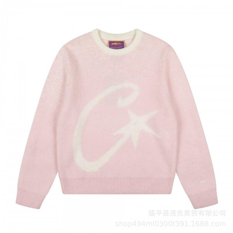 Streetwear Knit Cardigan With Embroidered Letters Stand Collar Zipper Front Loose Fit Cotton Blend Teens