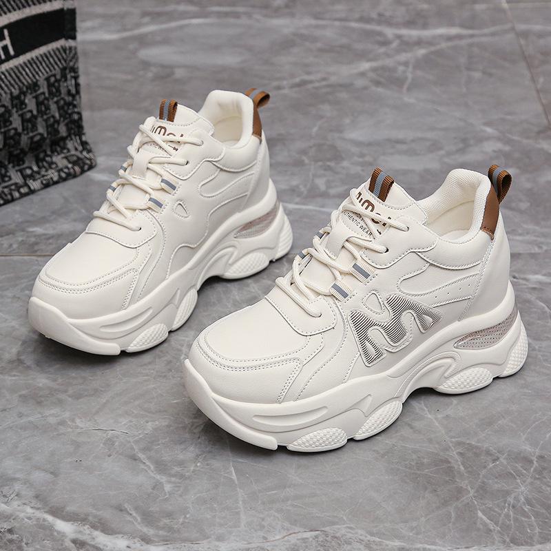 Inner height increase dad shoes women's 2025 new versatile small man thick sole comfortable breathable casual sports little white shoes