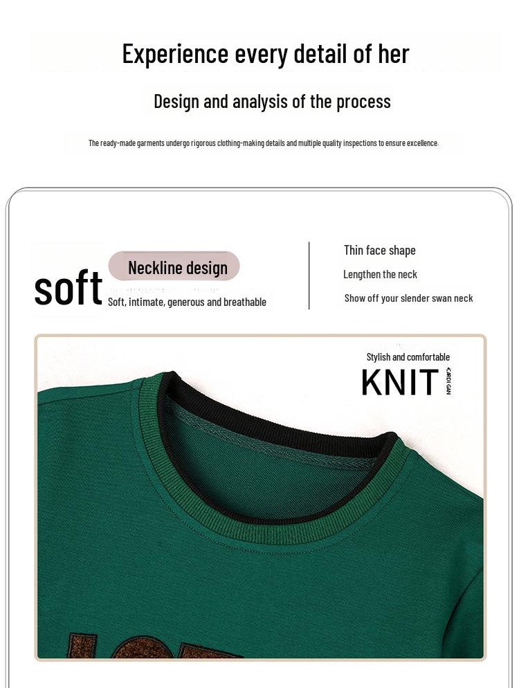 Khmer Embroidered Casual Sport Suit for Women - Spring/Autumn Age-Reducing Sweater & Sweatpants