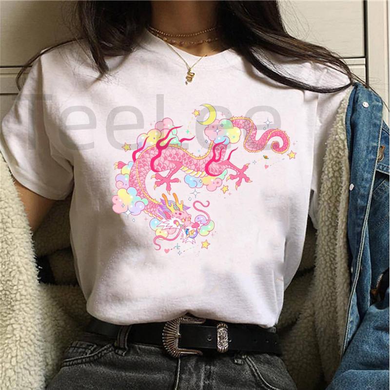 Fashion Unisex Dragon Tshirts Print Funny Cute Cartoon Unisexs Clothing Female Graphic Black T Shirt Casual Summer Tee Shirt