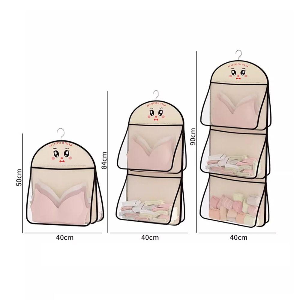 Durable 1/2/3Layer Underwear Storage Bag Large Capacity Multi-layer Socks Hanging Bag with Hanger Net Bag