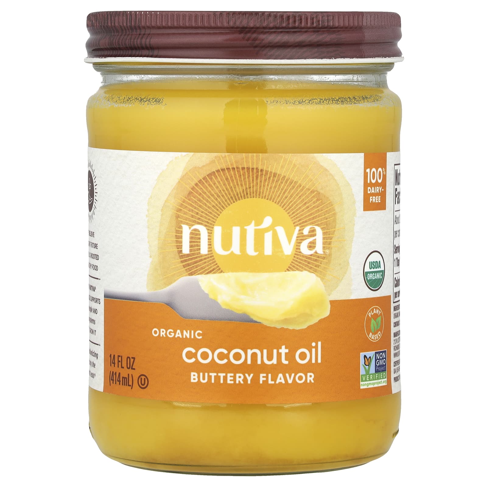 

Nutiva, органічна кокосова олія зі смаком масла, 14 рідких унцій (414 мл)