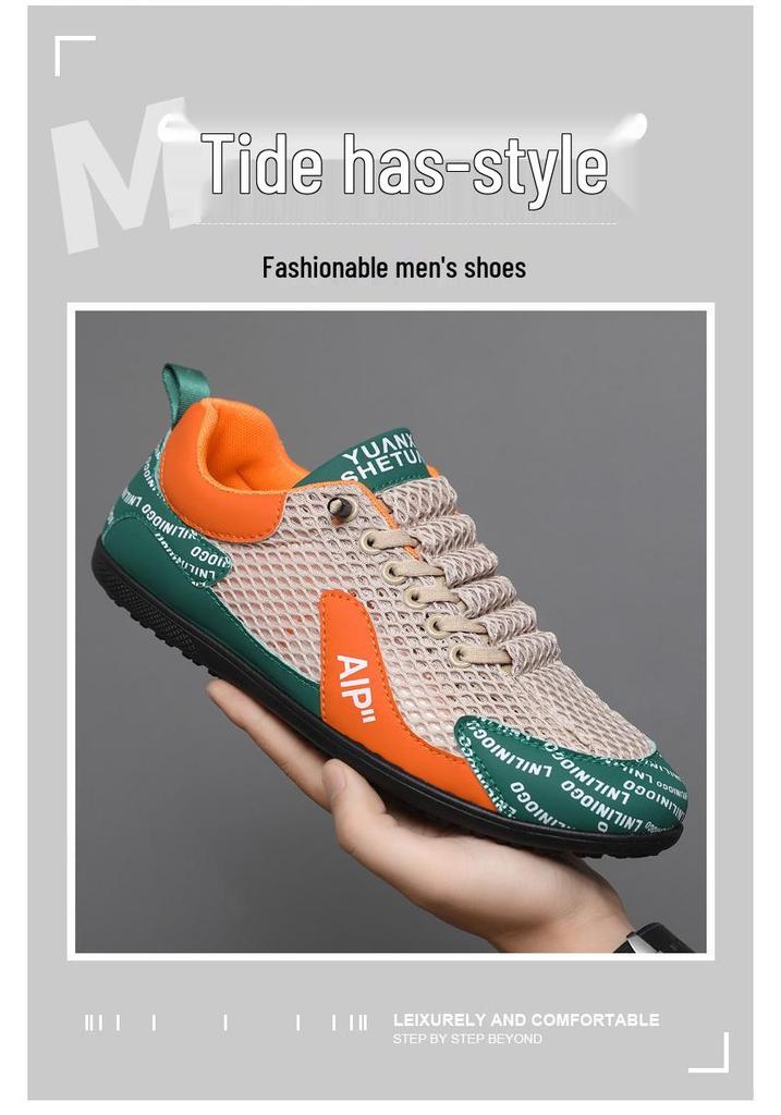 Men's Breathable Mesh Sports Casual Shoes - Soft Sole, Non-Slip, Trendy Summer Driving Sneakers