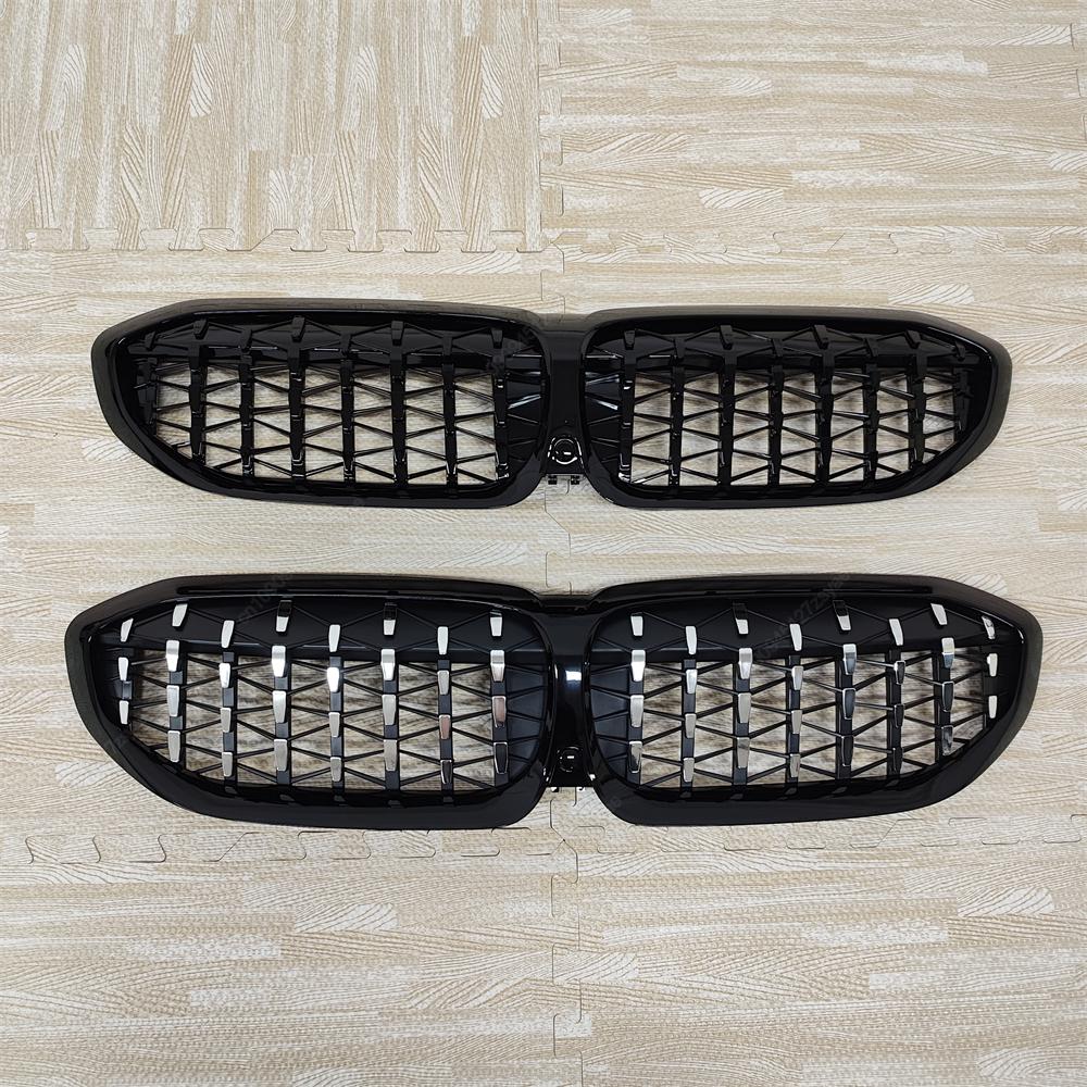 Front Bumper Hood Kidney Grill Racing Grilles Replacement Black Diamond Meteor Style For BMW 3 Series G20 G21 2019-2022 Pre-LCI